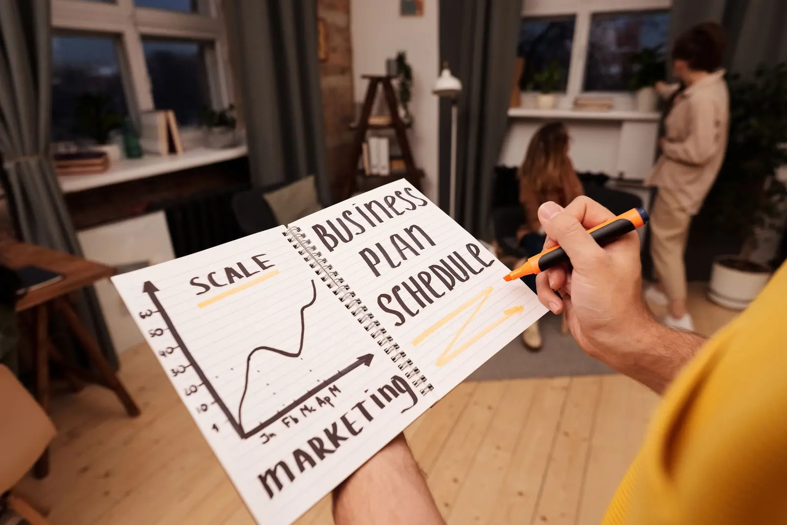 A hand-drawn business growth and scaling plan on paper